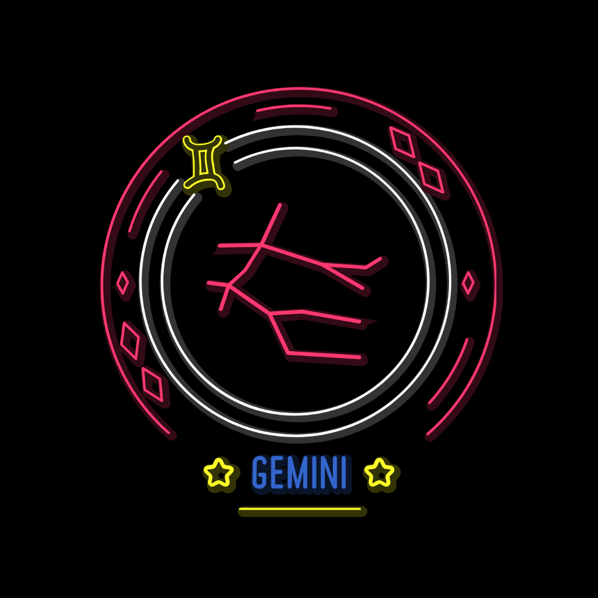 Neon Gemini Vector Template