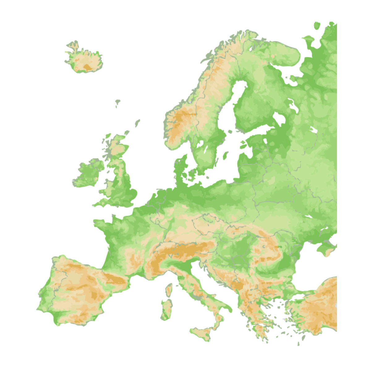 Europe Relief Map Vector Template