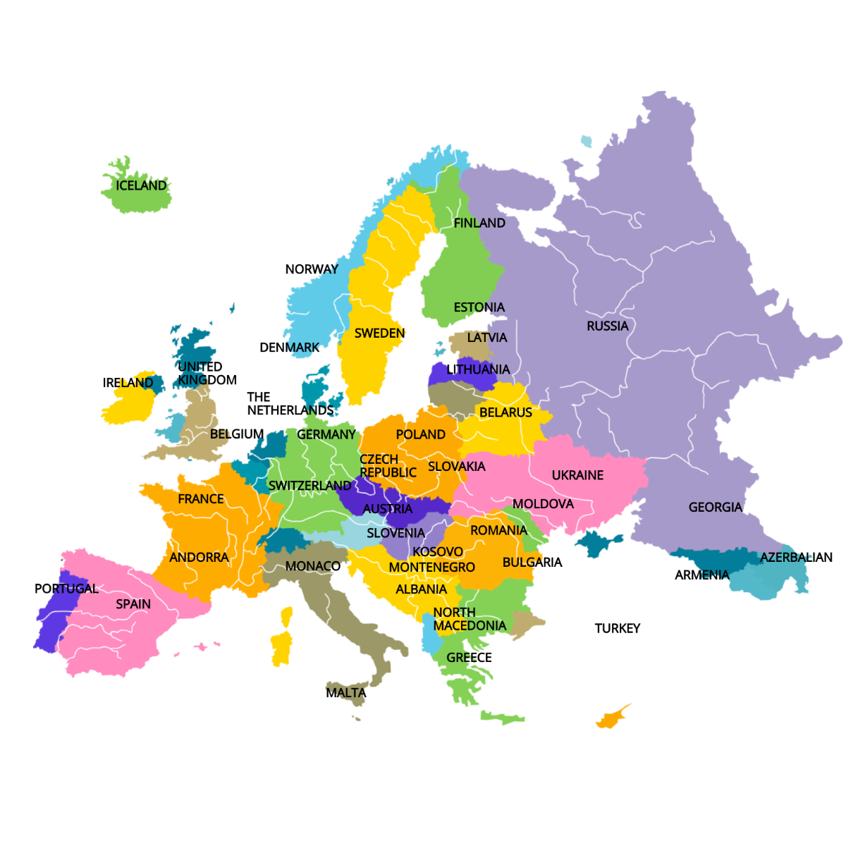 Free Detailed Europe Map Vector Template
