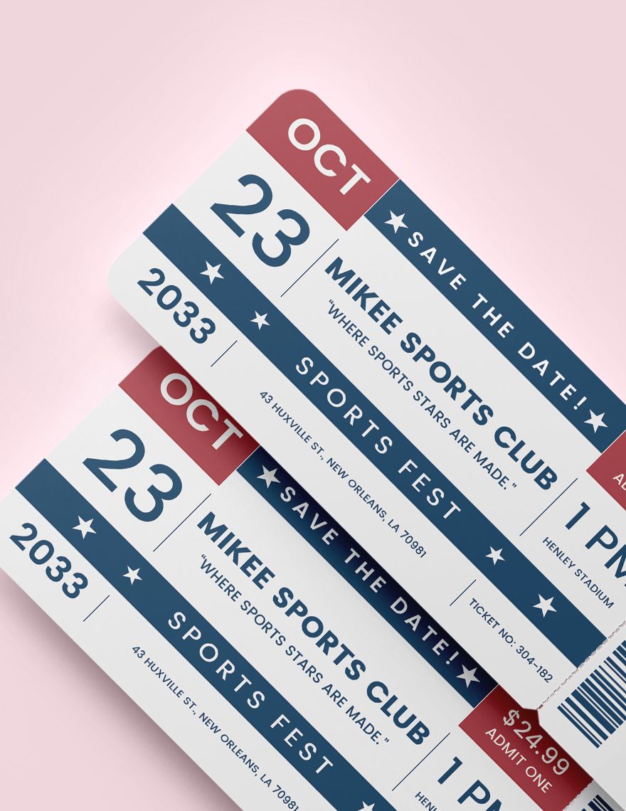 Sports Ticket Save The Date Template