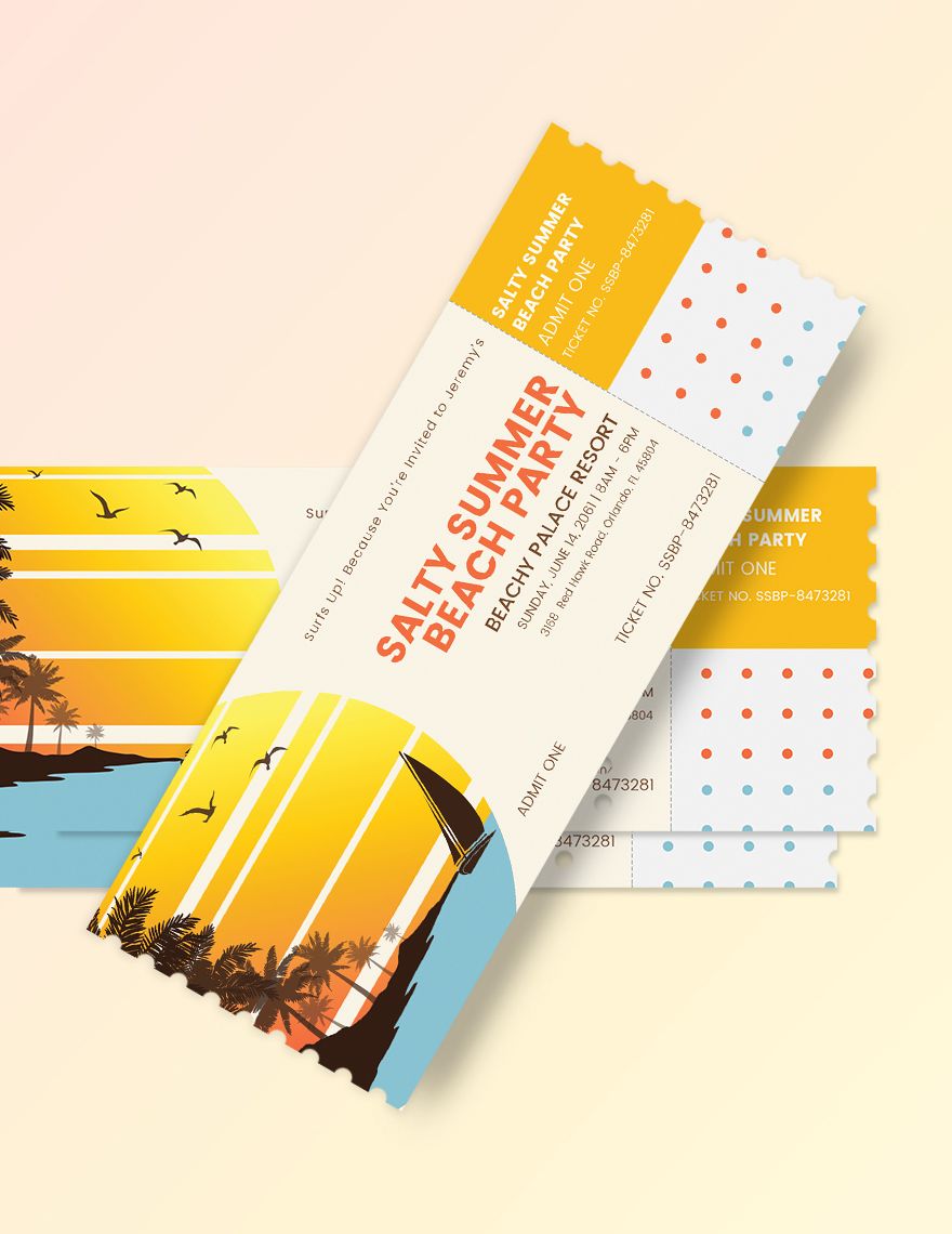 Summer Party Event Ticket Editable