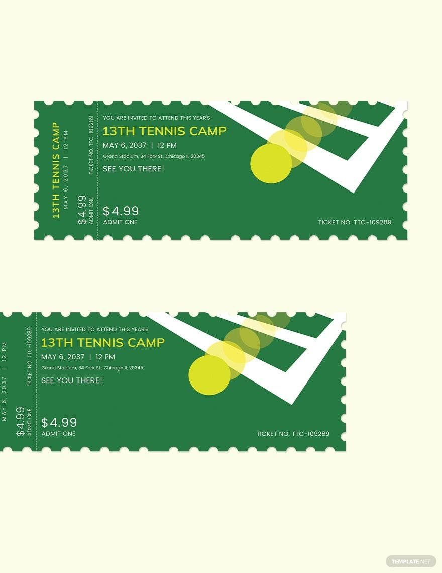Tennis Camp Ticket Template