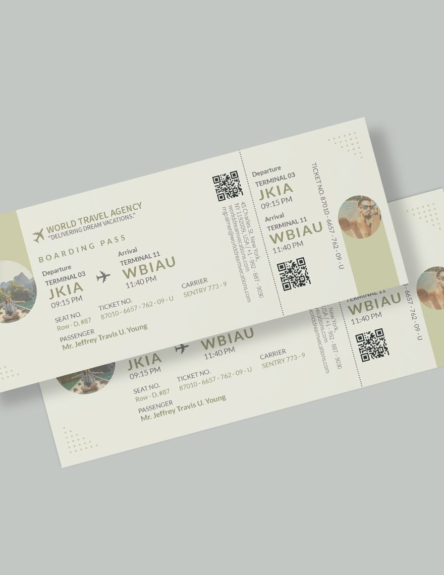 Vacation Travel Ticket Template