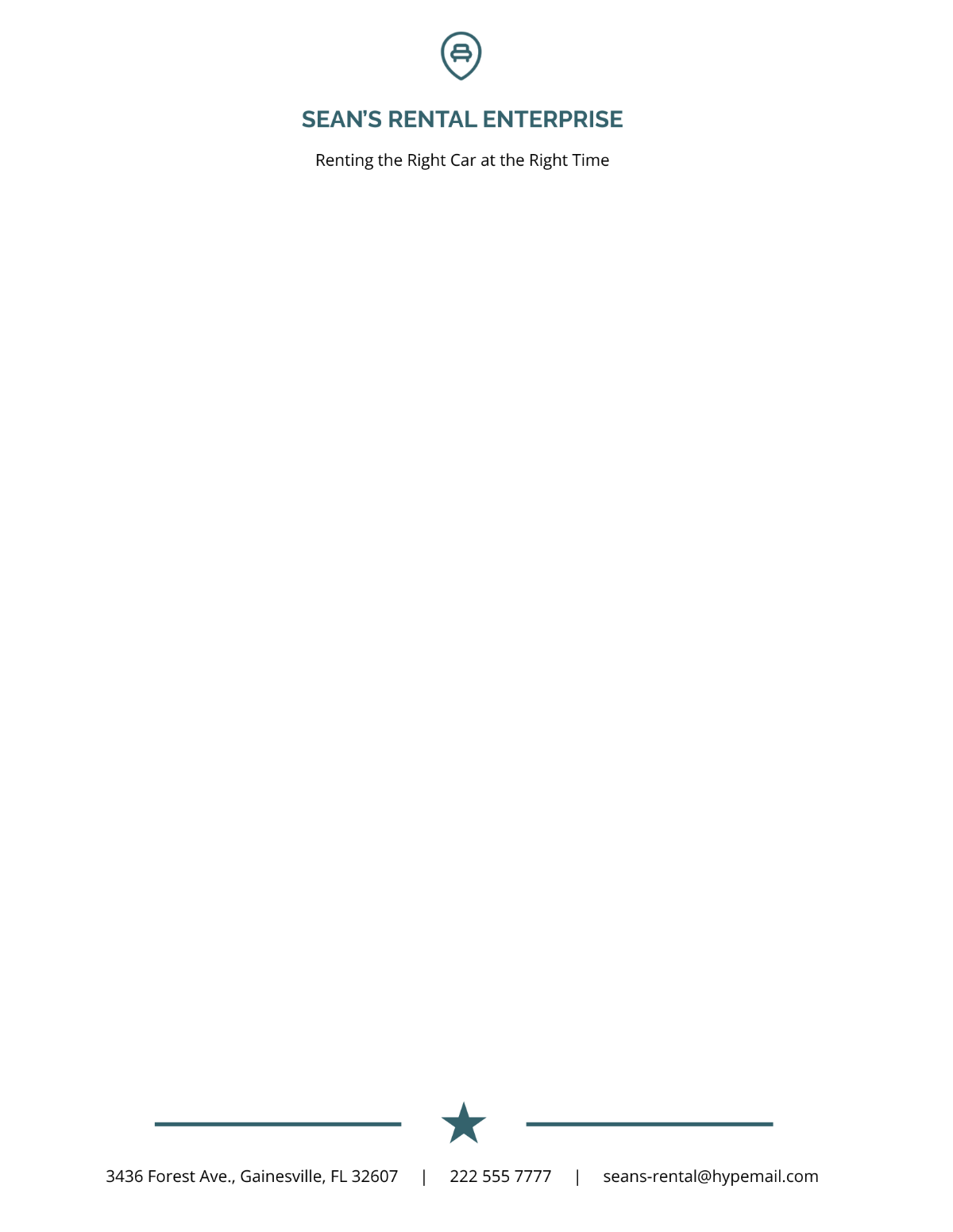 Free Enterprise Rent a Car Letterhead Template