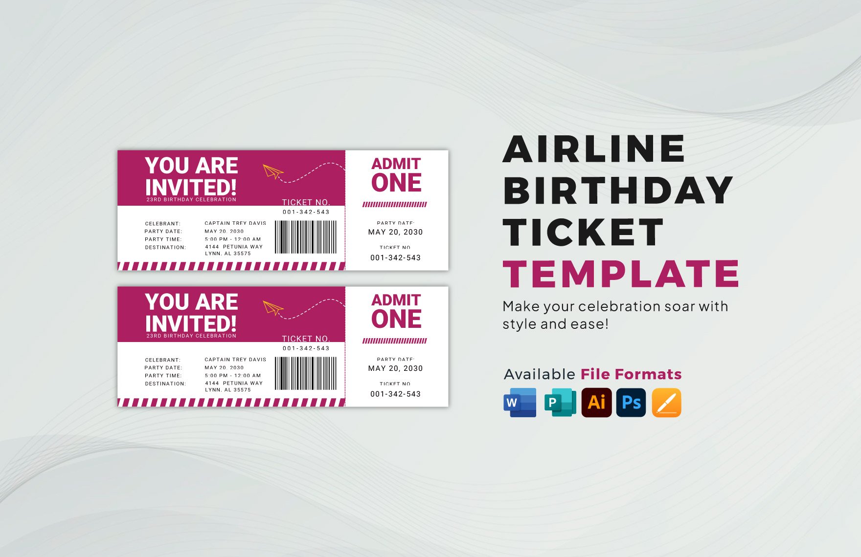 Airline Birthday Ticket Template