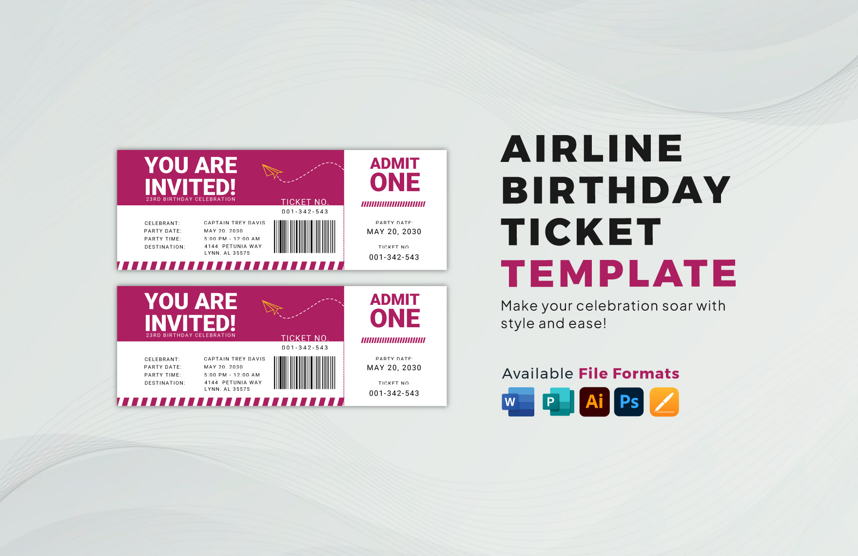 Airline Ticket Templates In Word Free Plane Ticket Template Printable