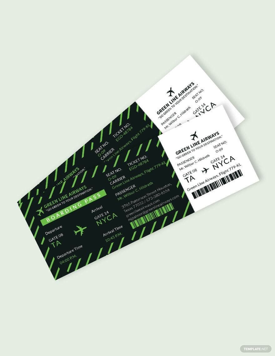 Airplane Boarding Pass Ticket Template