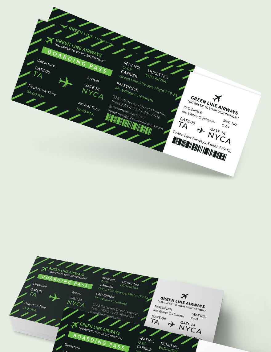 Airplane Boarding Pass Ticket Template