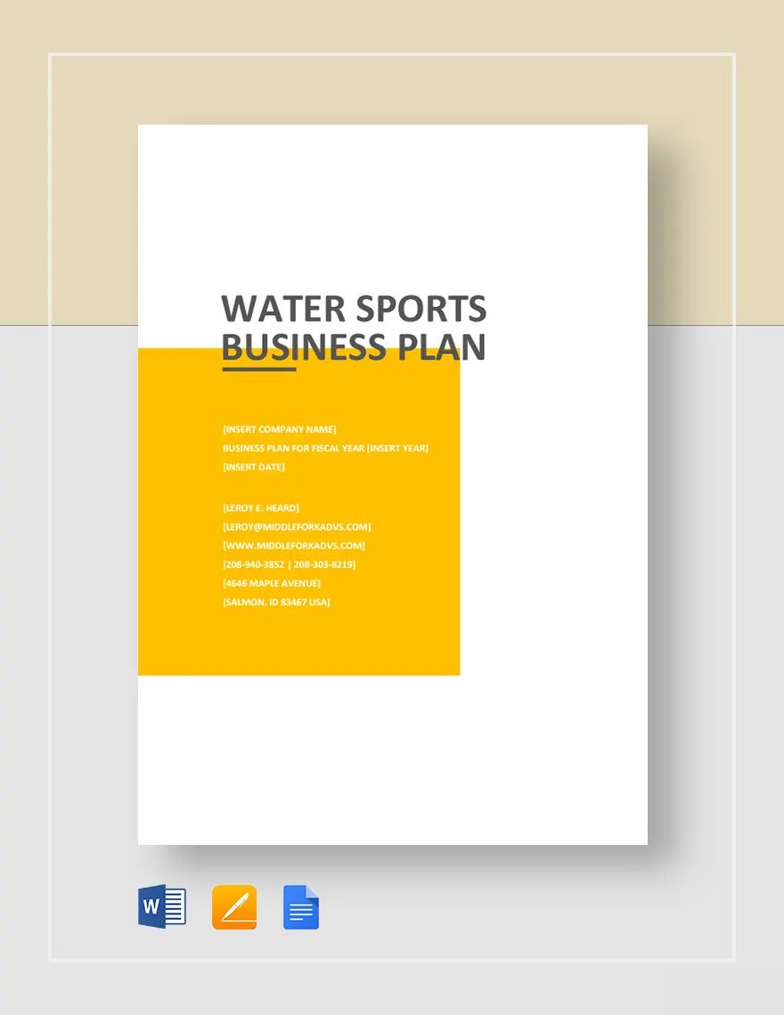 Water Sports Business Plan Template