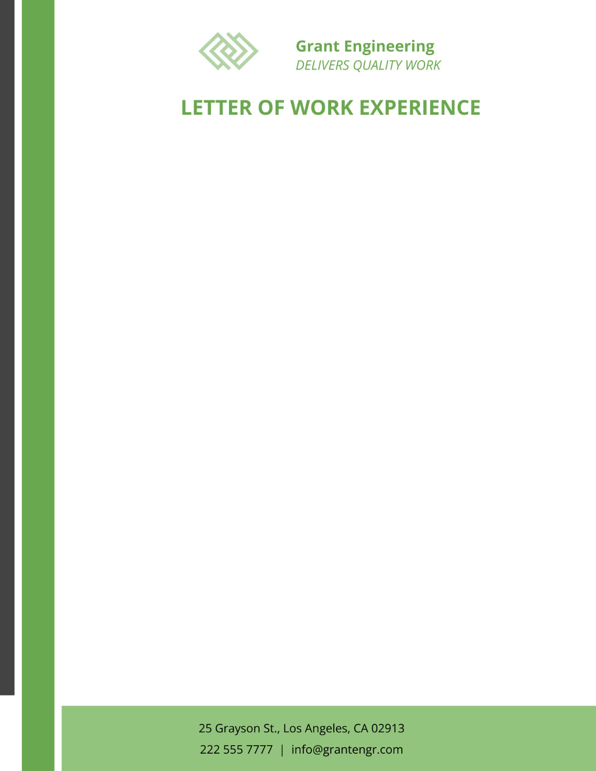 Work Experience Letterhead