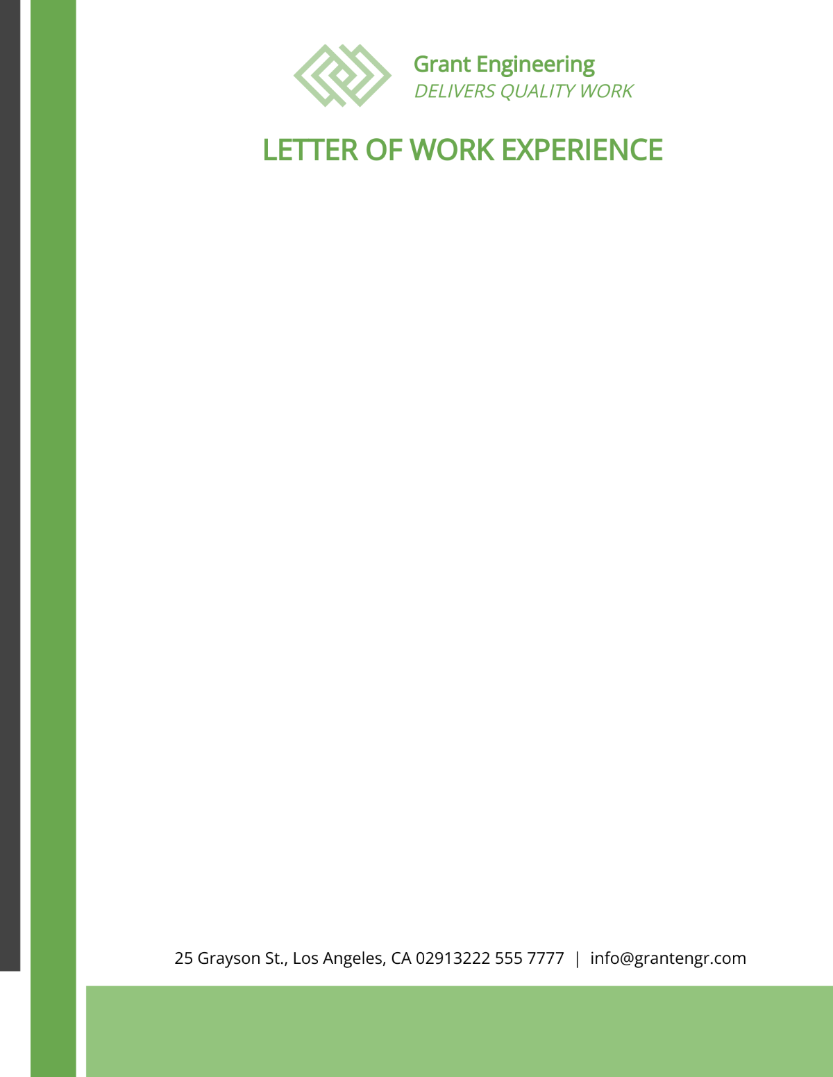 Work Experience Letterhead Template