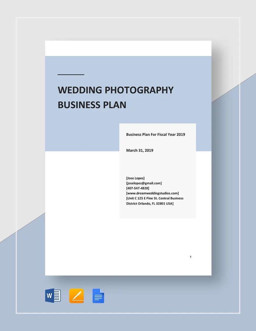 Wedding Photography Business Plan Template