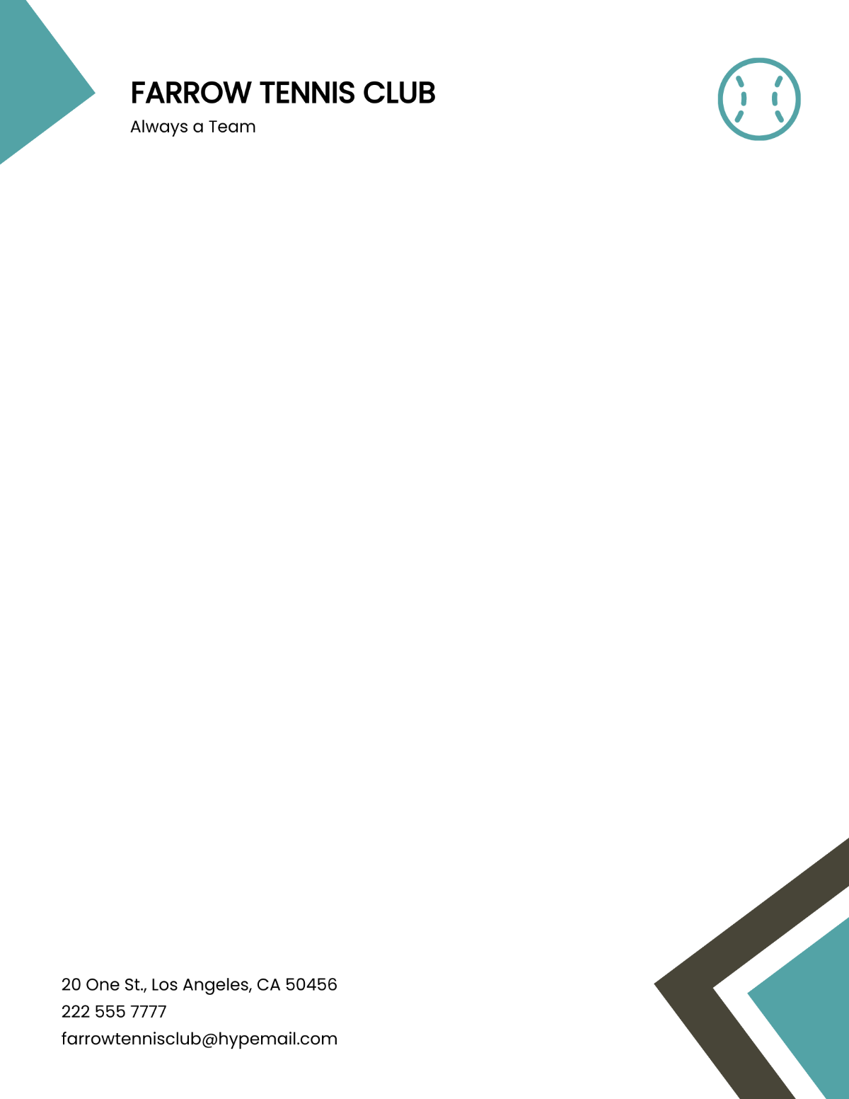 Tennis Club Letterhead