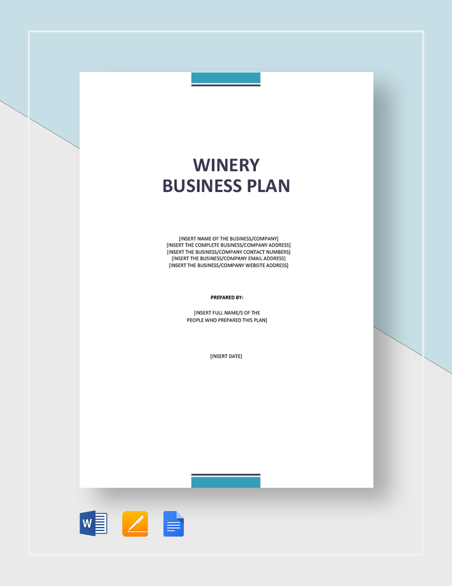 Wine/Winery Business Plan Template Google Docs, Word, Apple Pages