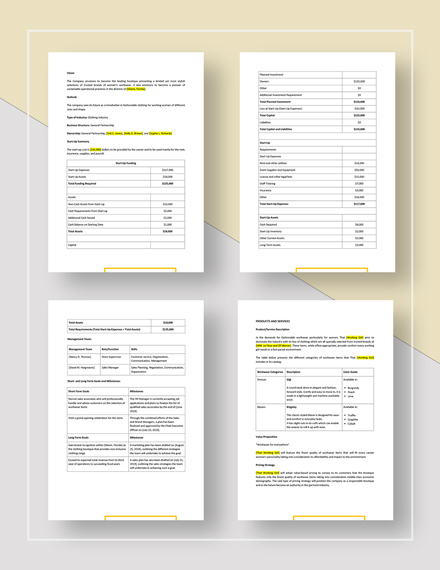 example of a business plan for a boutique pdf