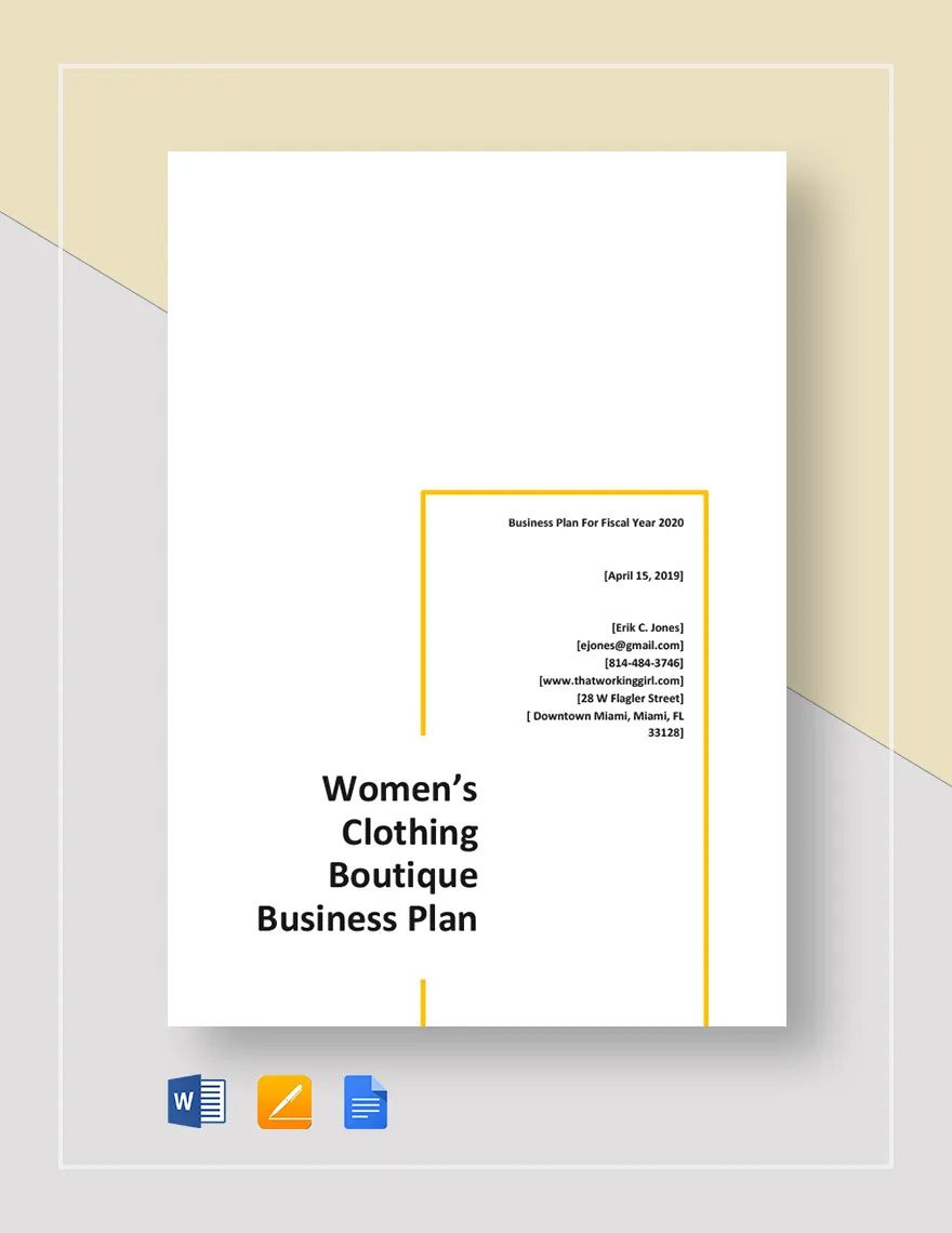 Women's Clothing Boutique Business Plan Template