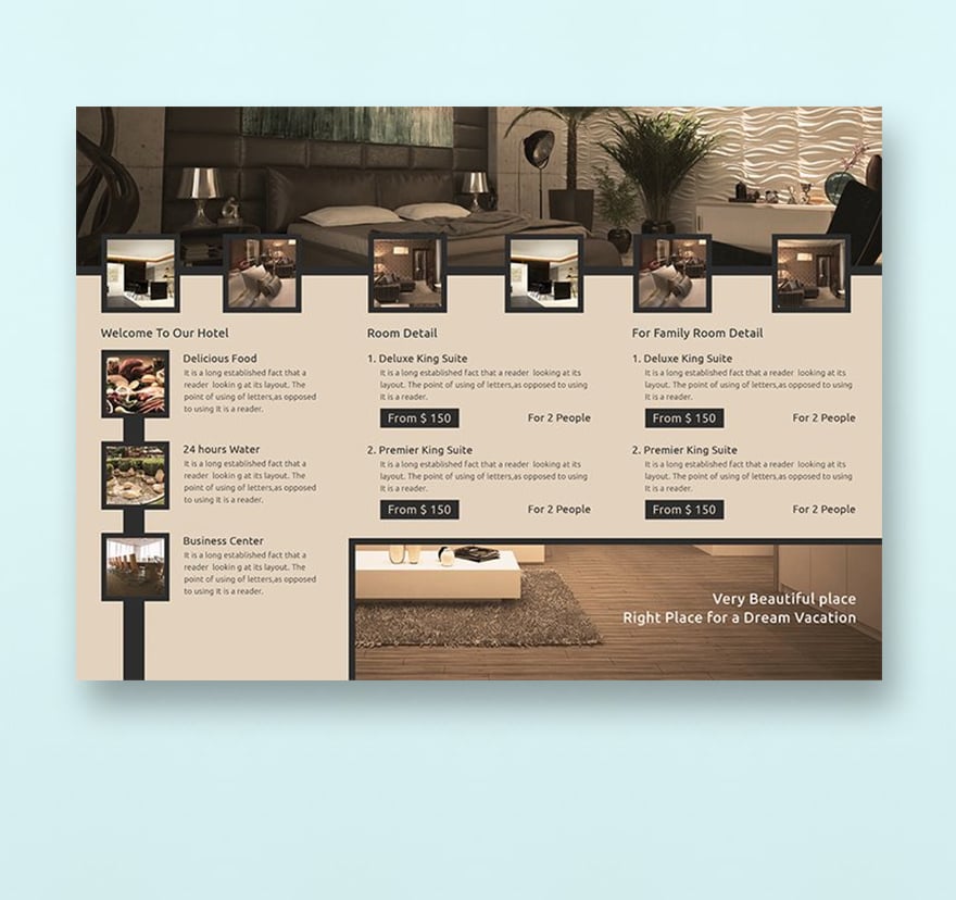 Blank Hotel Tri-Fold Brochure Template