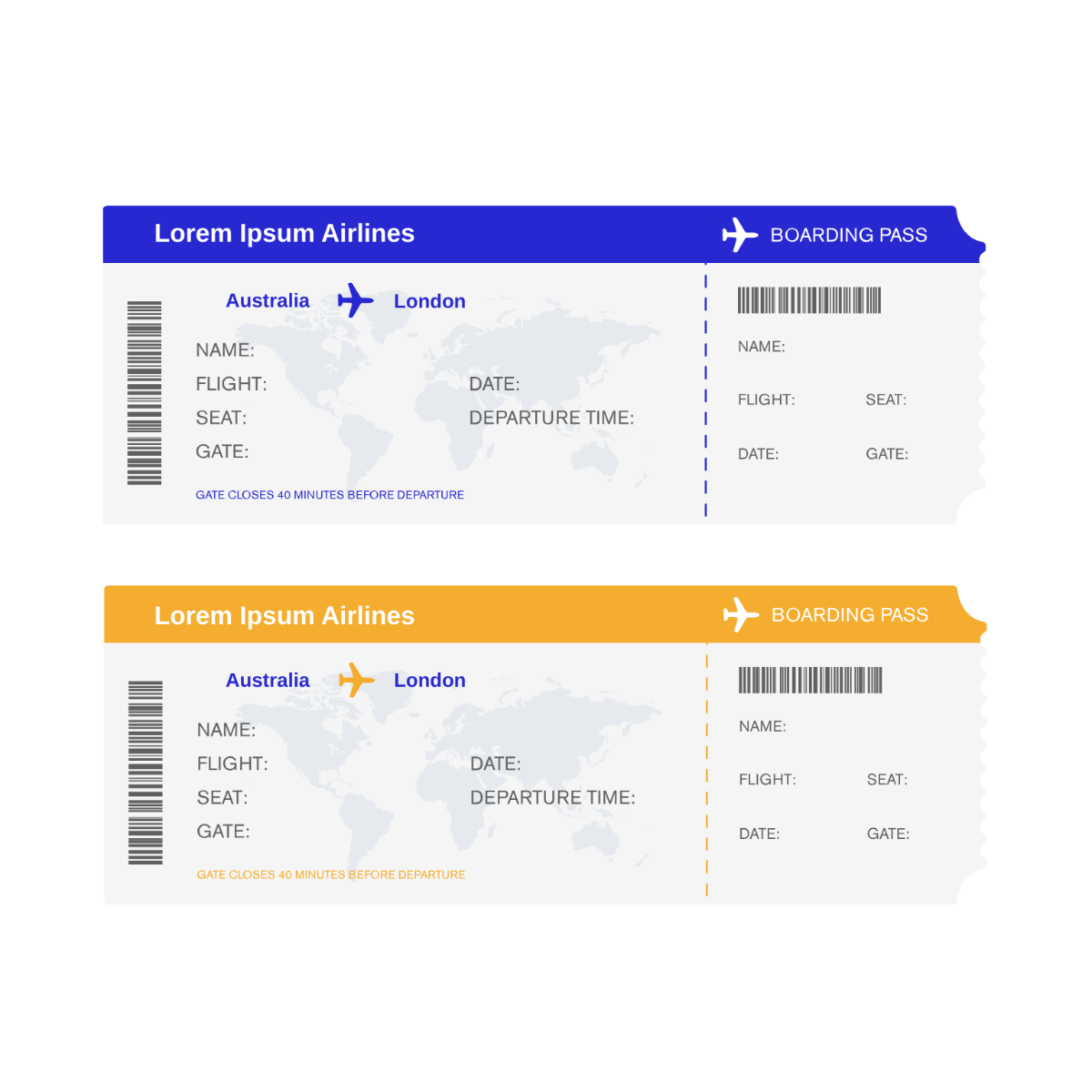 Flight Ticket Vector Template - Edit Online & Download