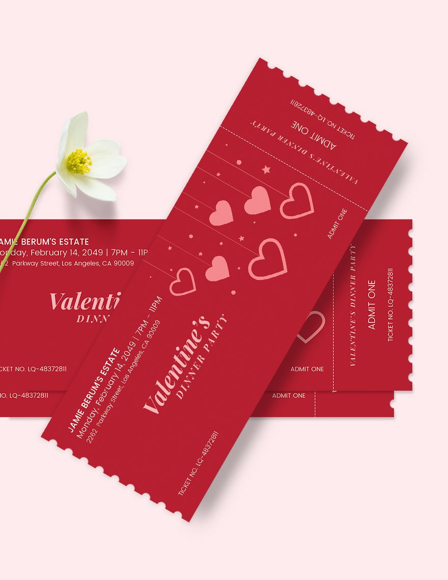 Valentines Party Event Ticket Editable