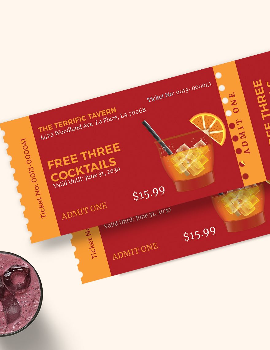 Bar Drink Ticket Template Download in Word, Illustrator, PSD, Apple
