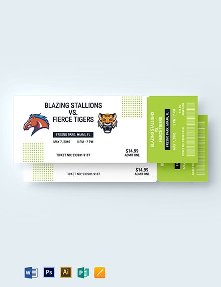 FREE Baseball Ticket Template - Download in Word, Illustrator, Photoshop,  Apple Pages, Publisher, InDesign, EPS, SVG, JPG, PNG