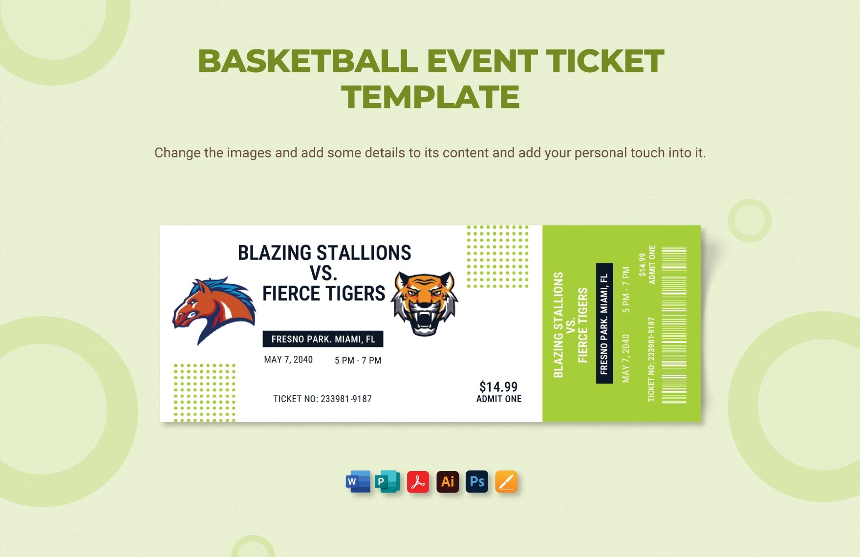Baseball Event Ticket Template in Word, PDF, Illustrator, PSD, Apple Pages, Publisher
