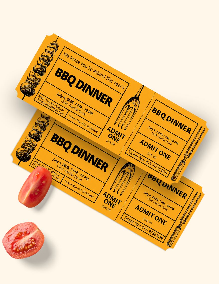 BBQ Dinner Ticket Template