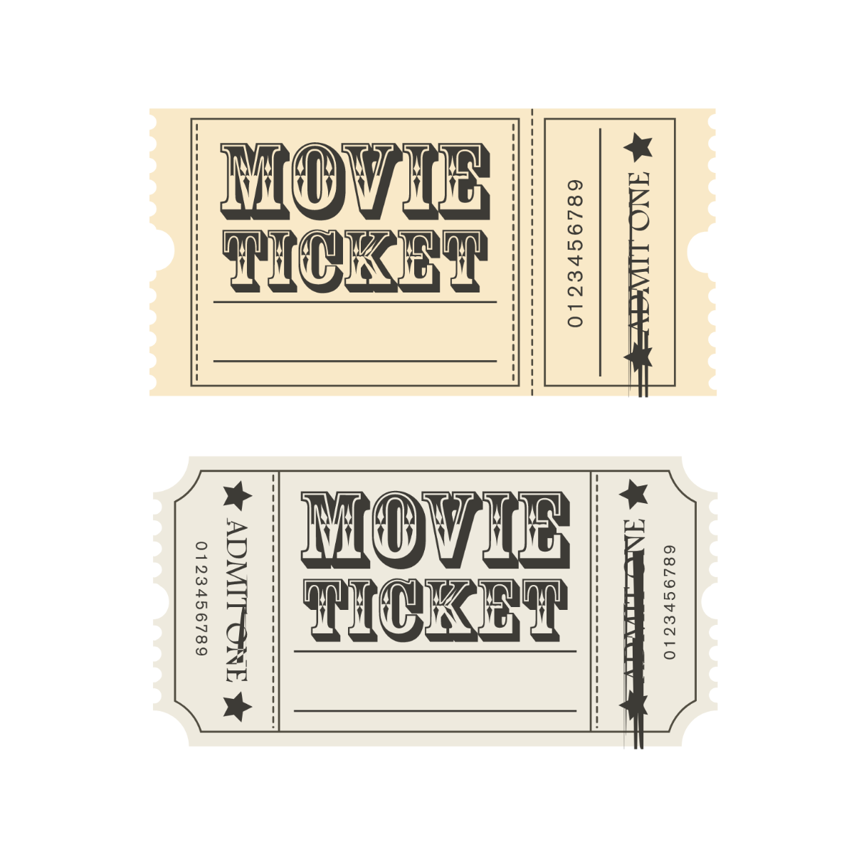 Vintage Movie Ticket Vector Template
