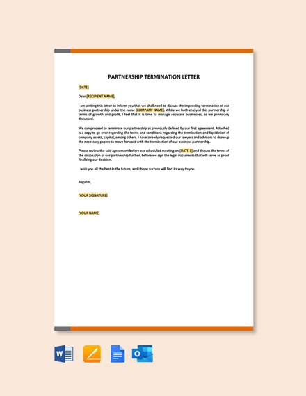 Free Letter Of Withdrawal From Business Partnership Template Google 