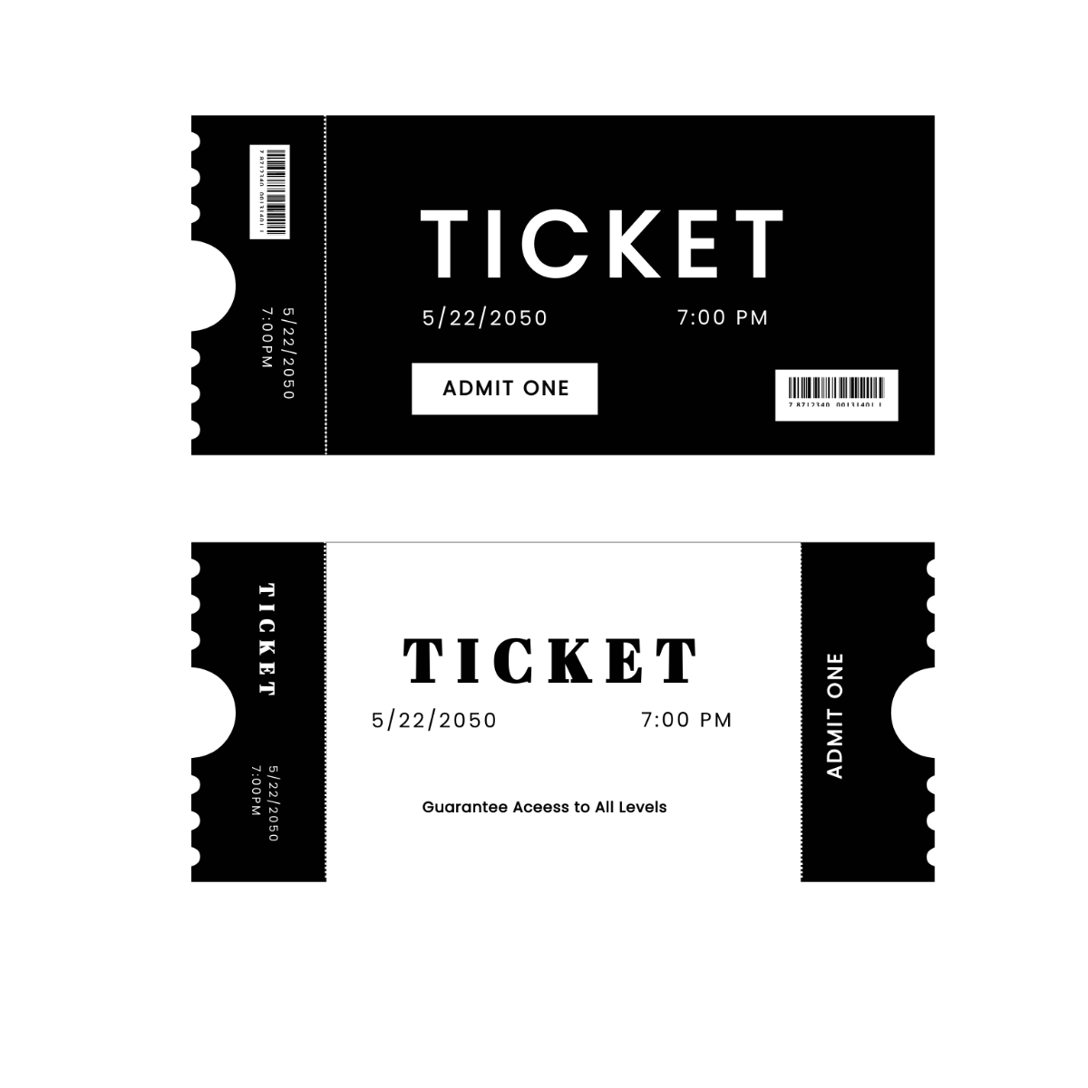 Black and White Ticket Vector Template