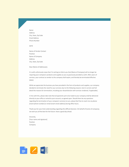 FREE Simple Termination Letter Template - Word | Google Docs | Apple ...