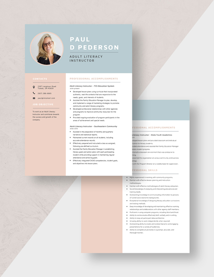Adult Literacy Instructor Resume Download