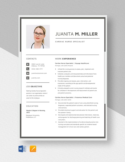 nurse resume templates for pages