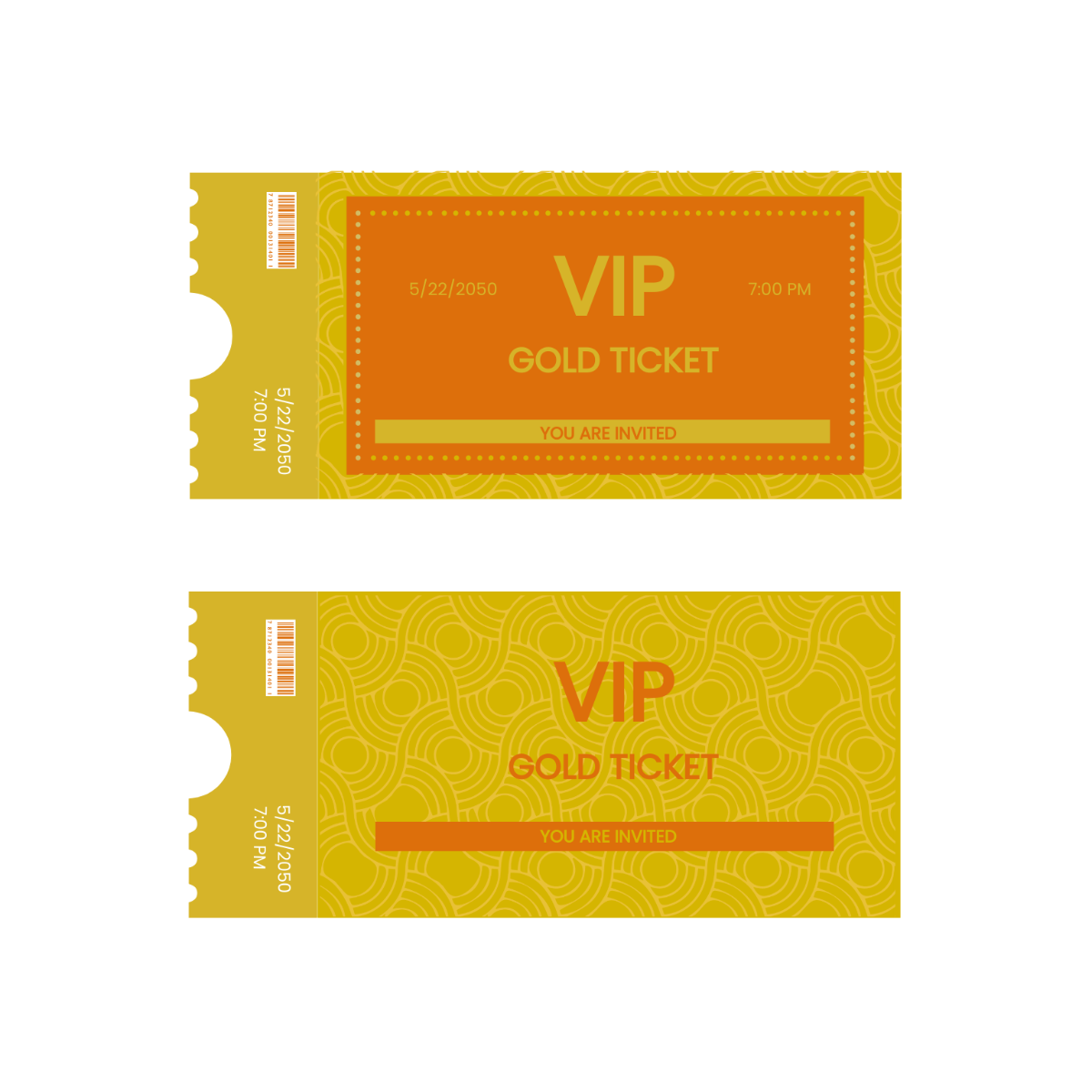 Free Gold Ticket Vector Template