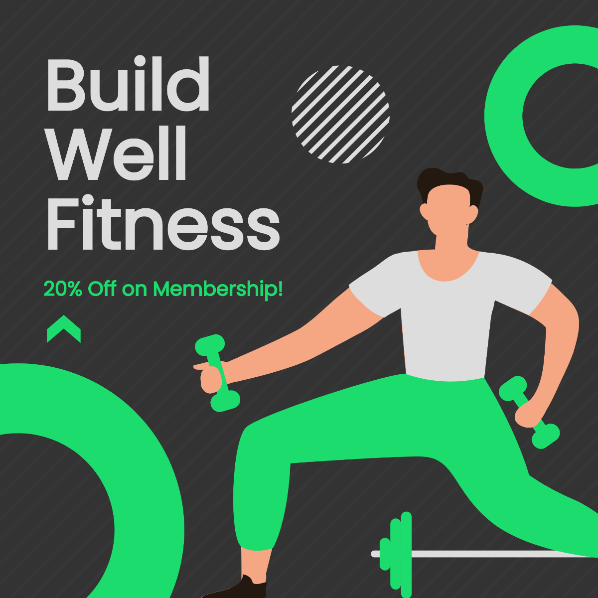 Animated Fitness Center Ad Post, Instagram, Facebook Template