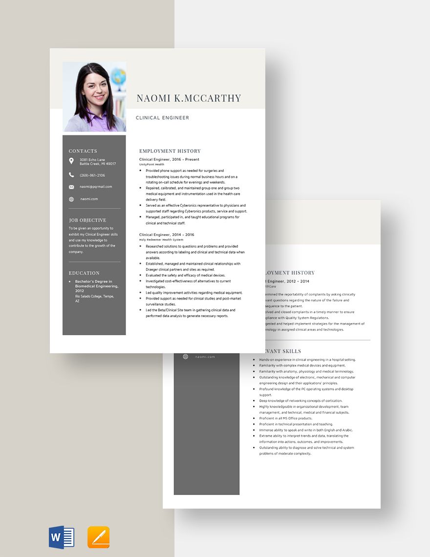 Clinical Engineer Resume