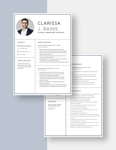 Clinical Laboratory Assistant Resume Download
