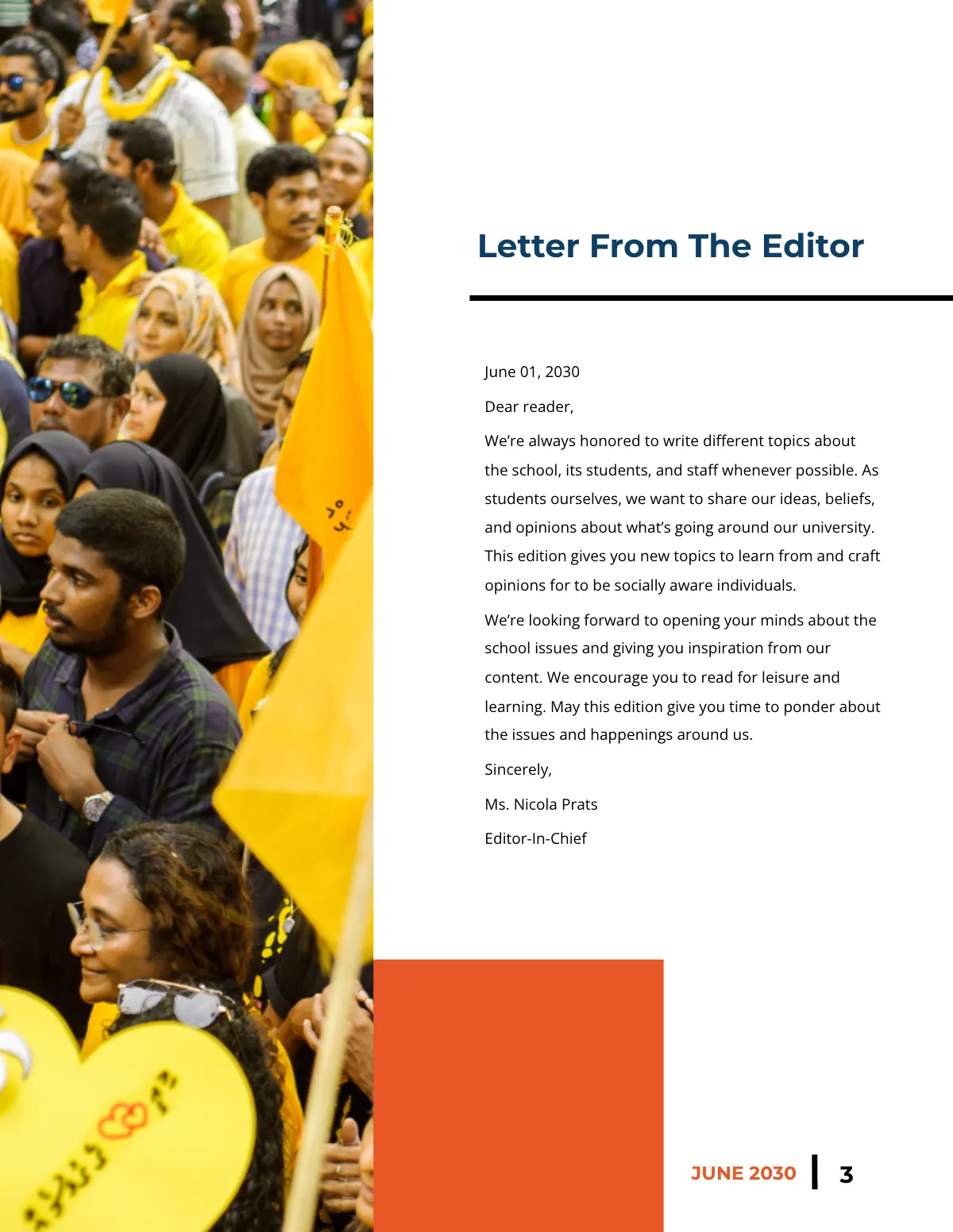 Free Sample Student News Magazine Template to Edit Online