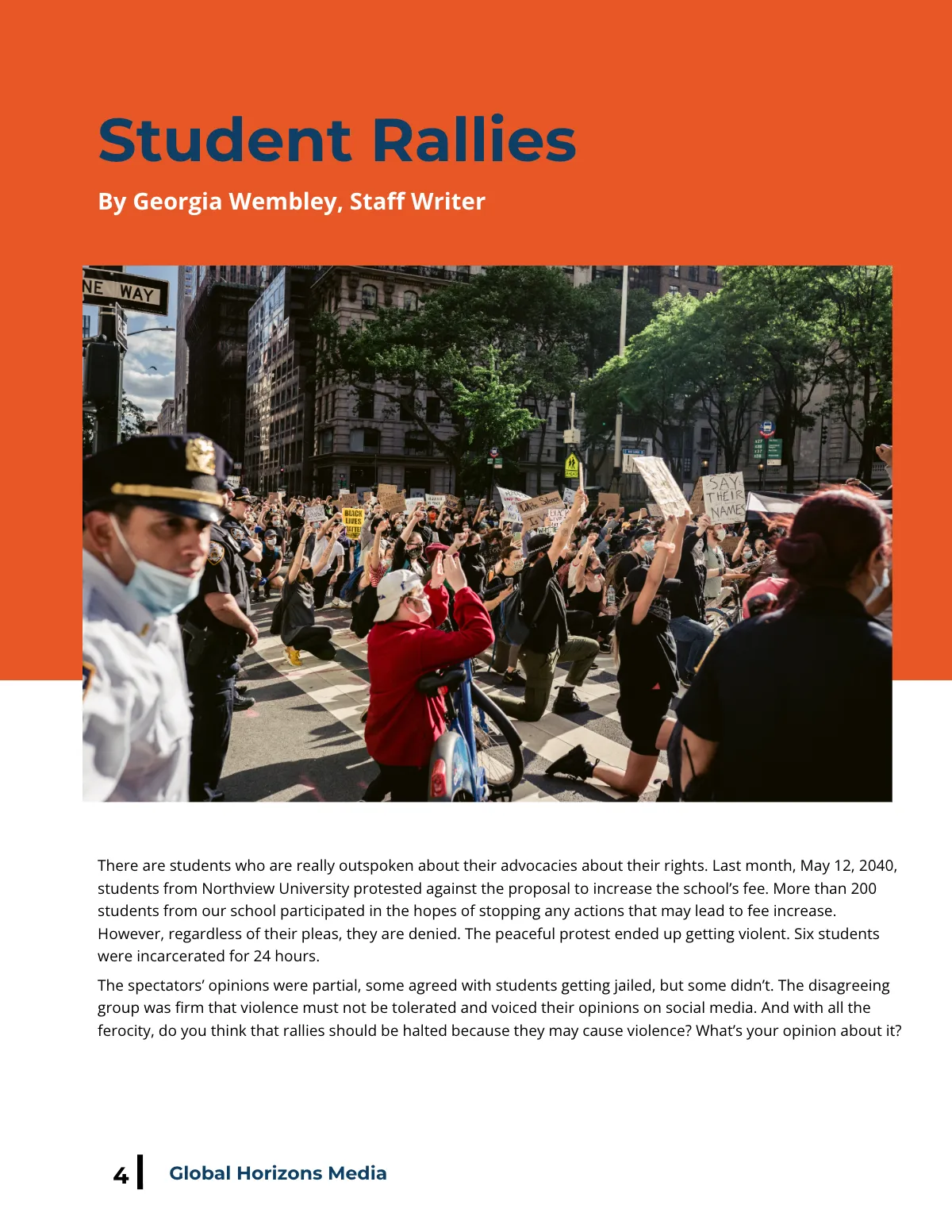 Free Sample Student News Magazine Template to Edit Online