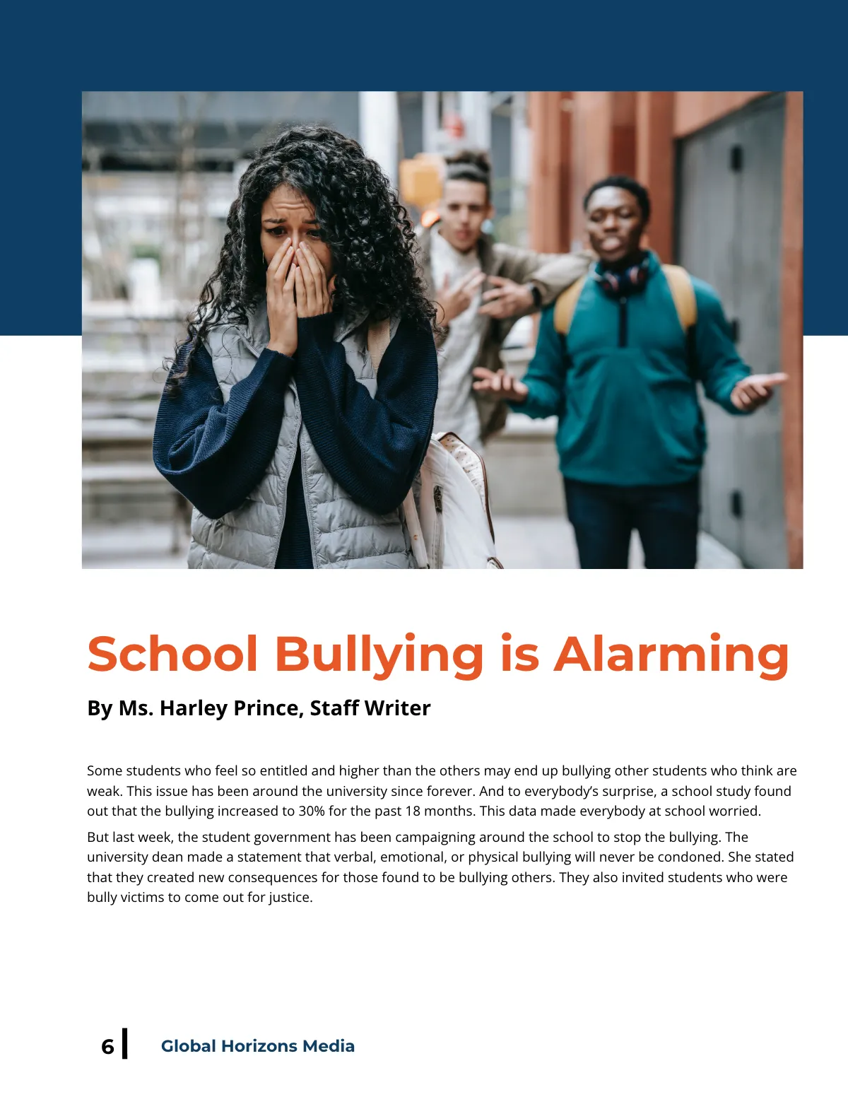 Free Sample Student News Magazine Template to Edit Online