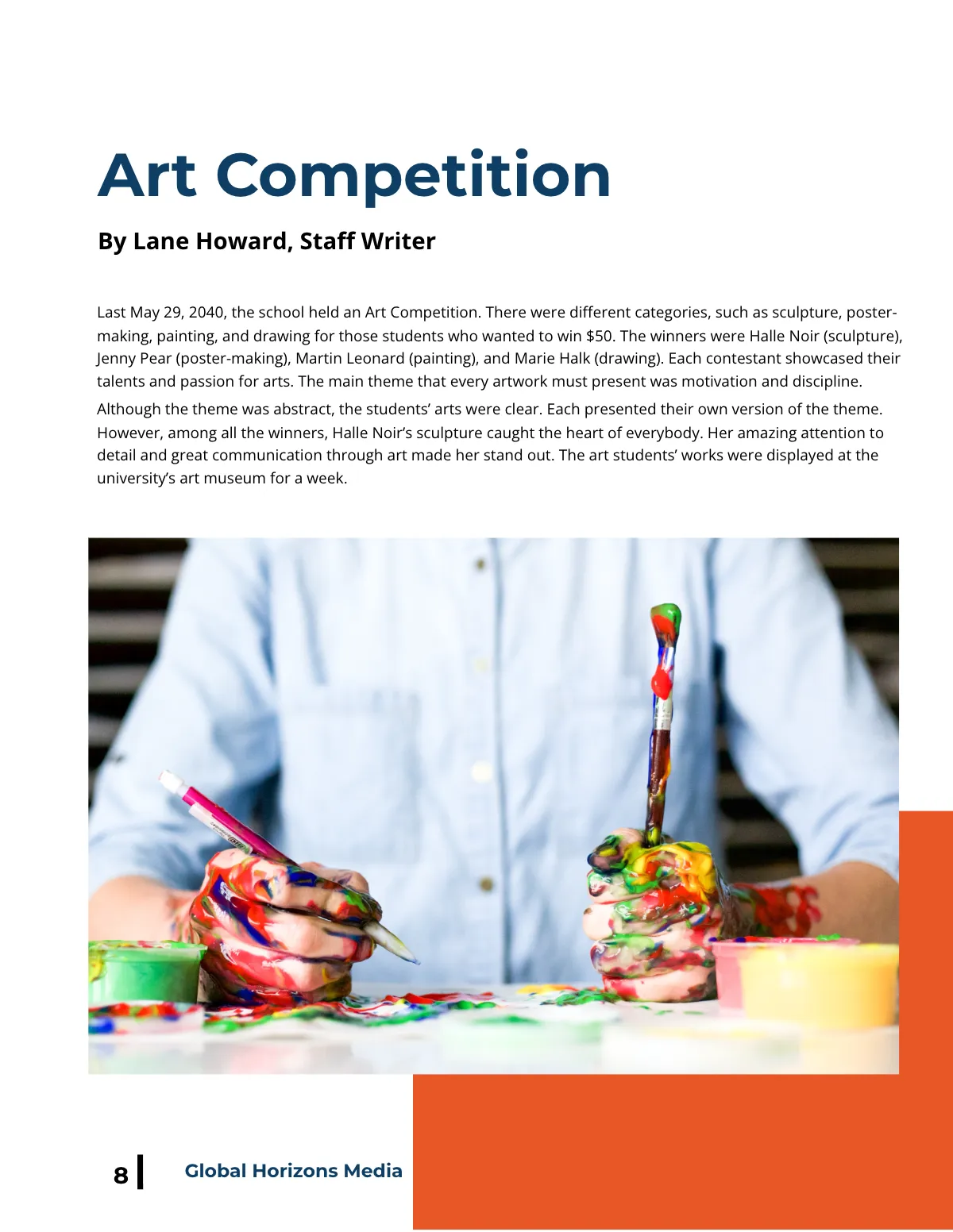 Free Sample Student News Magazine Template to Edit Online