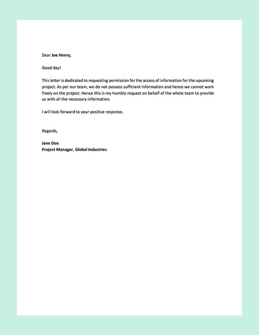 Permission Request Letter Template - Google Docs, Word | Template.net