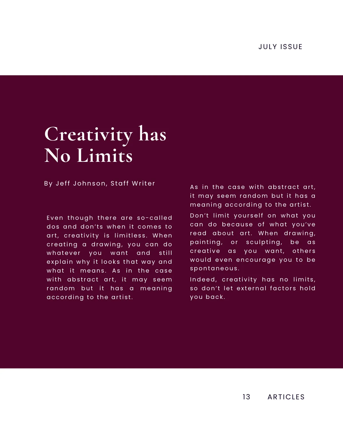 Free Creative Magazine Blogger Template to Edit Online