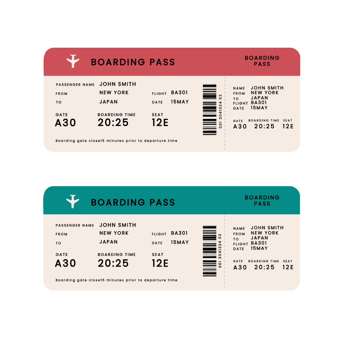 Free Boarding Pass Ticket Vector Template