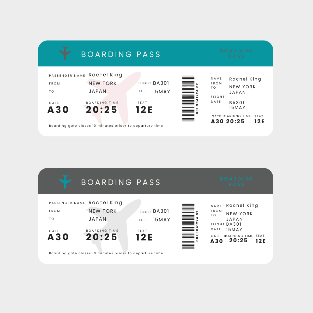 Free Plane Ticket Vector Template