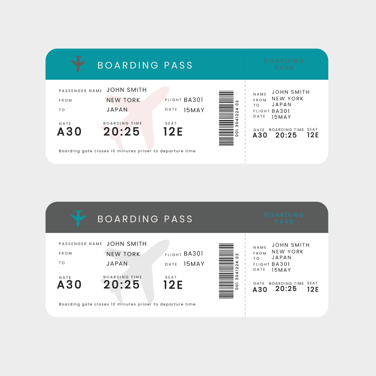 Free Plane Ticket Vector Template