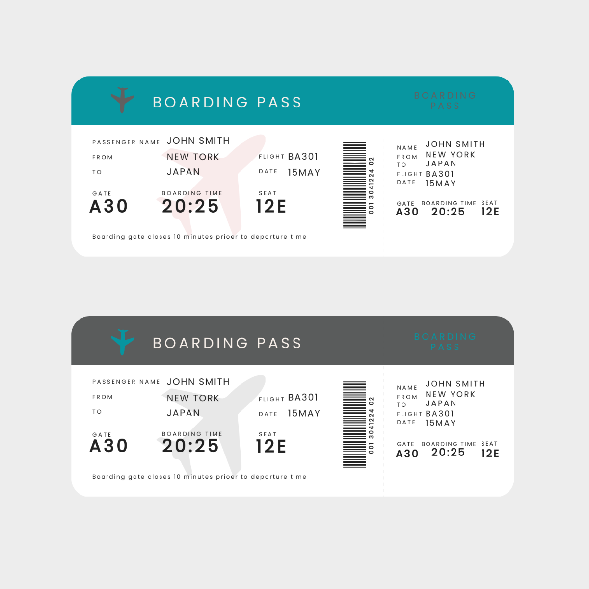 Plane Ticket Vector Template - Edit Online & Download Example ...