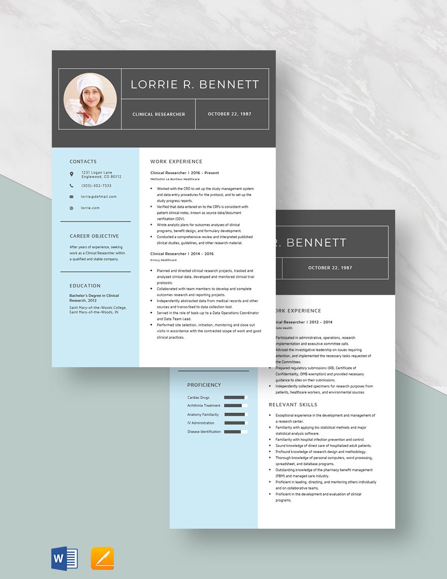 Clinical Researcher Resume
