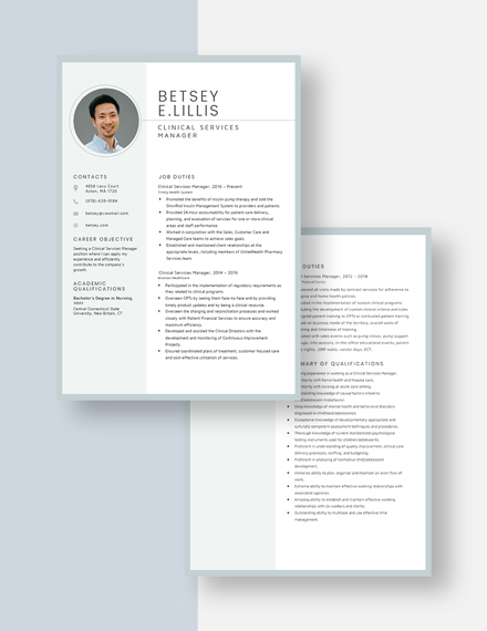 Clinical Services Manager Resume Download