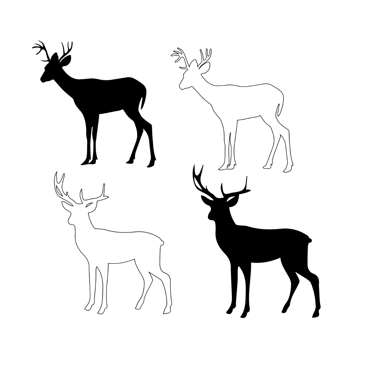 Black And White Deer Vector Template